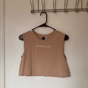 H&M Tan Crop Top Sleeveless Crew Neck
